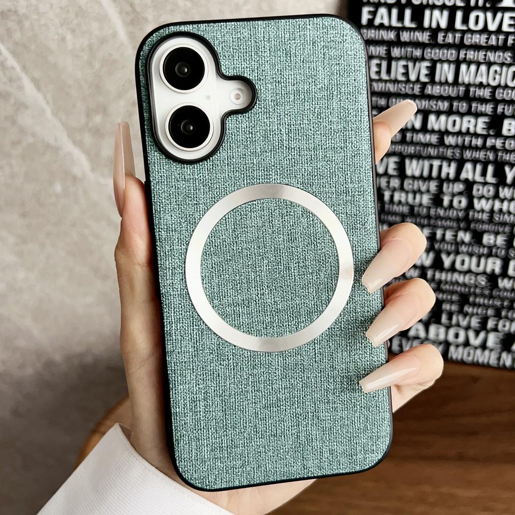 For iPhone 16 Case Drop-Proof TPU+Cloth Back Phone Cover Compatible with MagSafe