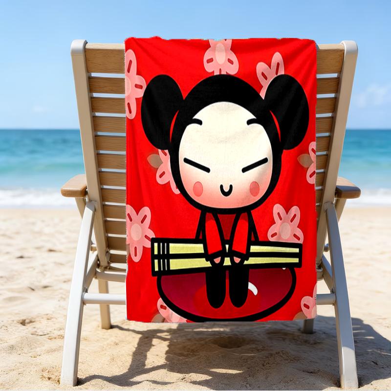 proof beach towel with a Pucca3 pattern - soft,absorbent,quick-drying,machine washable - perfect for swimming,camping,bathing