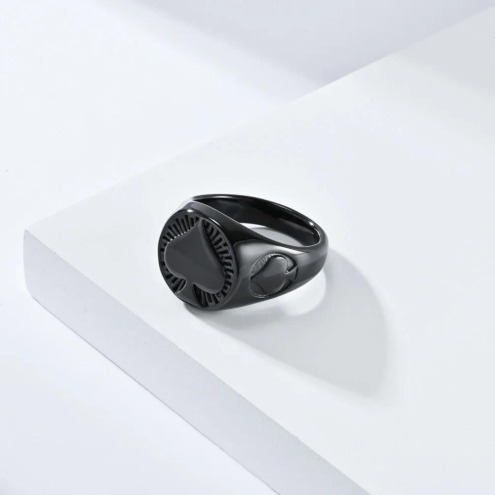 Anello in Acciaio Inossidabile Asso di Picche Poker Anelli Uomo Nicchia Accessori Fortunati Hipster Gioielli per le Mani