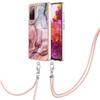 For Samsung Galaxy S20 FE/FE 5G/FE 2022/S20 Lite IMD Case YB IMD Series-18 Style E Electroplating Marble Pattern 2.0mm TPU Phone Cover with Lanyard