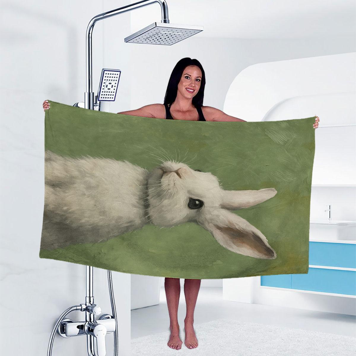 

1pc rabbit Print towel Sports Quick-Drying Super Absorbent Camping Towel Super Soft Lightweight Gym Swimming Yoga Beach Towel W30*H60(CM)