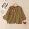 ZANZEA Women Casual Floral Embroidery Loose Summer 3/4 Sleeve Blouse
