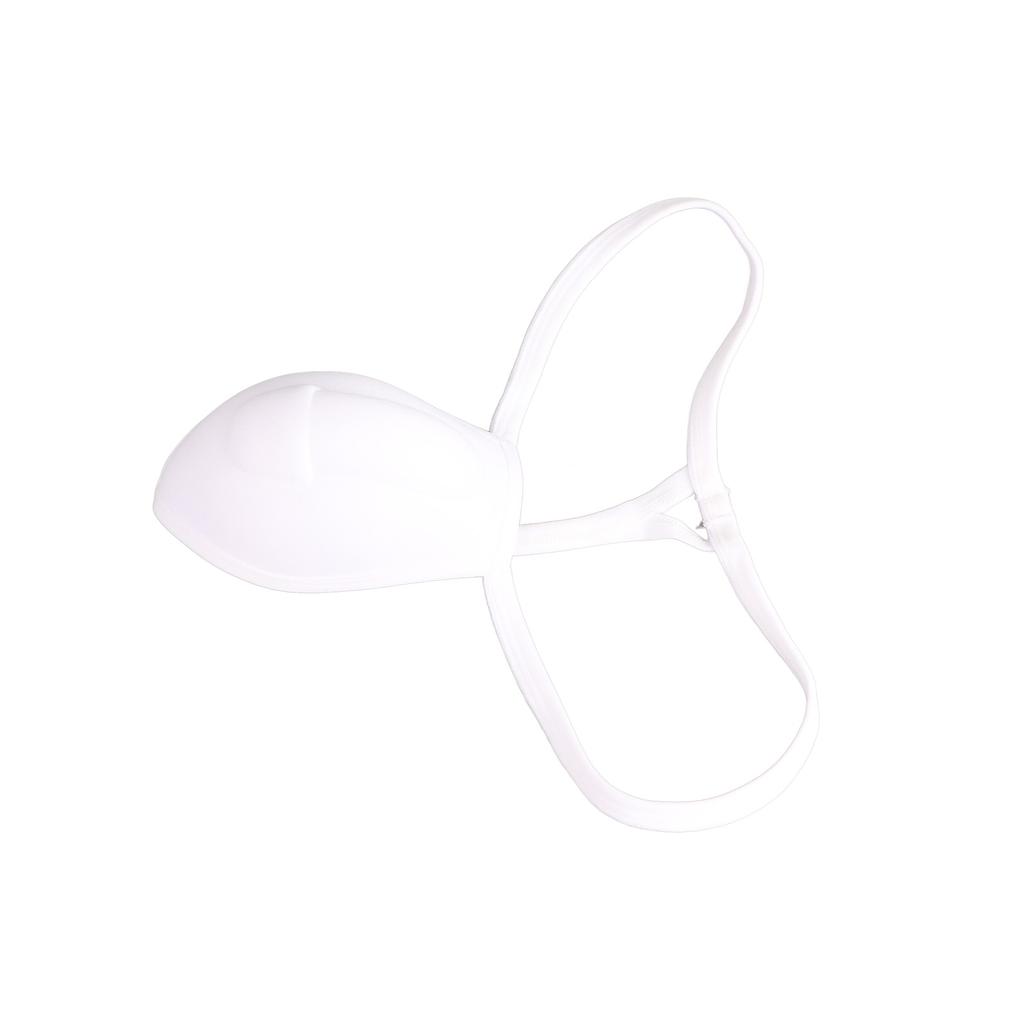 Men Bulge Cup Soft Polyester Cotton Stereo Shape Bulge Covering Up Underwear Cup with Strap White