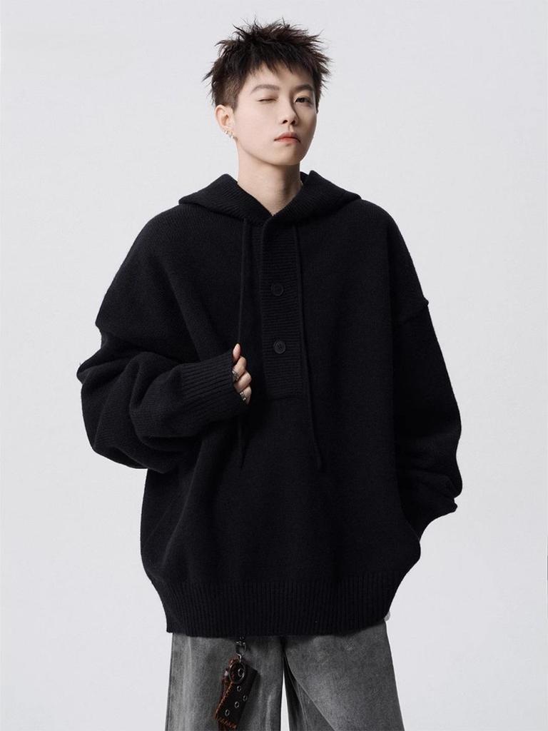 American Style Men's Plus Size Hooded Sweatshirt: Trendy Autumn/Winter Knitwear with High-End Vibe