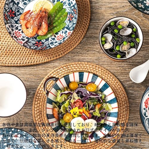 Japanese Tableware Set 5 Rice Bowls Ceramic Microwave Dishwasher Safe Cute Pattern Design Gift Box Included