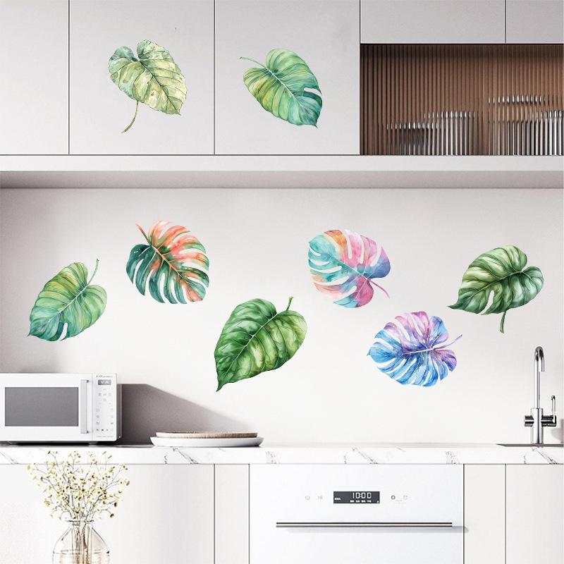 DIY Topfpflanzen Efeublätter Grünpflanze Schmetterling Wandaufkleber Selbstklebend für Mietwohnung Küche Wohnzimmer Wand Neujahrsdekoration