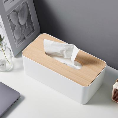 1Pc Luxurious Bamboo Rectangular Tissue Box Cover - Waterproof, Elegant Holder For Disposable Paper Facial Tissues