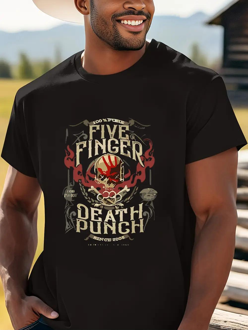 Skull & Flames Graphic Print Casual T-shirt - Lightweight Breathable Round Neck Short Sleeve Tee for Outdoor Hiking L