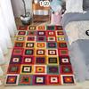 Colorful Geometric Square Area Rug Non-Slip Washable Floor Mat with Vibrant Block Pattern Boho Abstract Carpet for Living Room