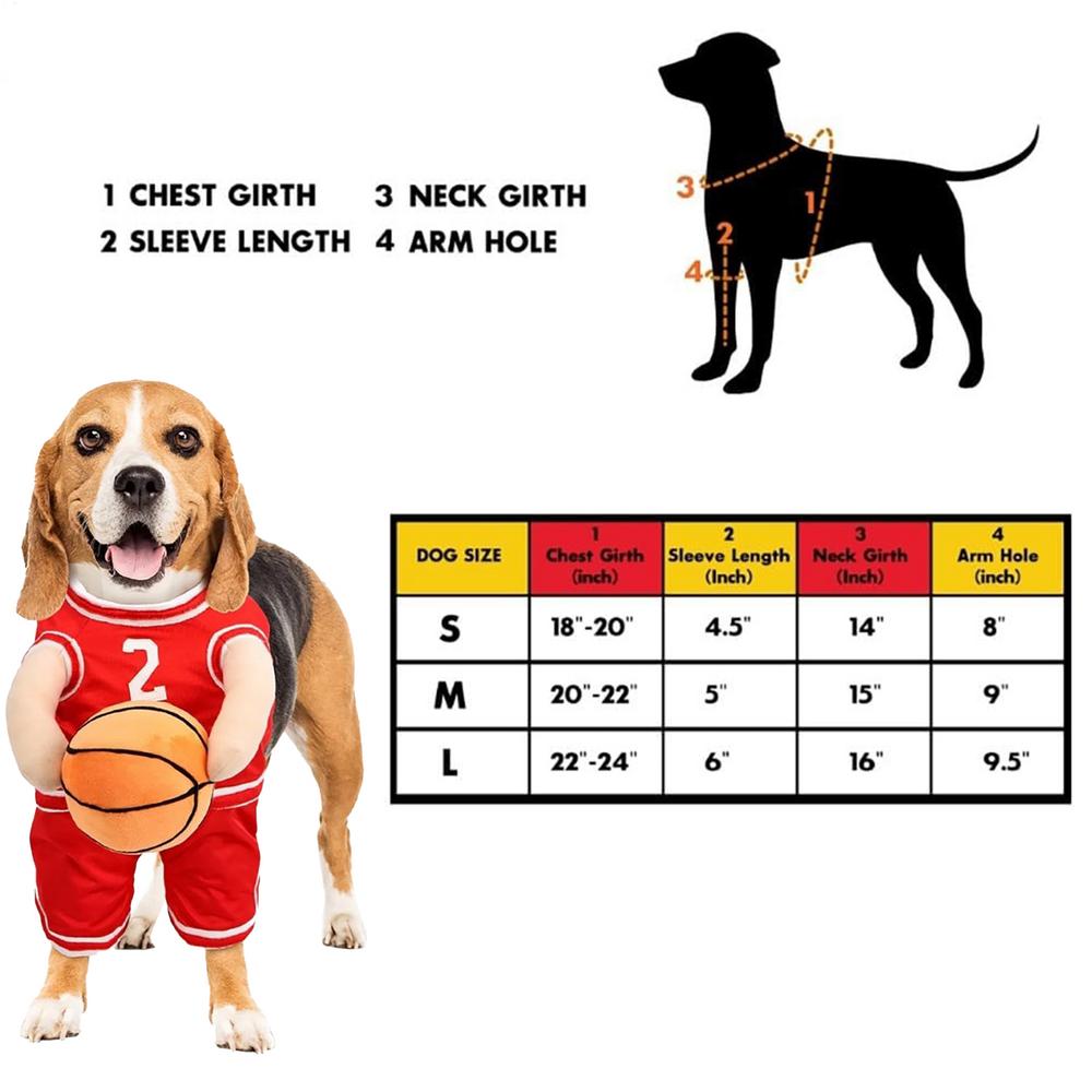 Basketball Player Pet Costume Dog Holding Basketball Clothing With Ball Breathable Halloween Cosplay Sports Clothes Cosplay M красный