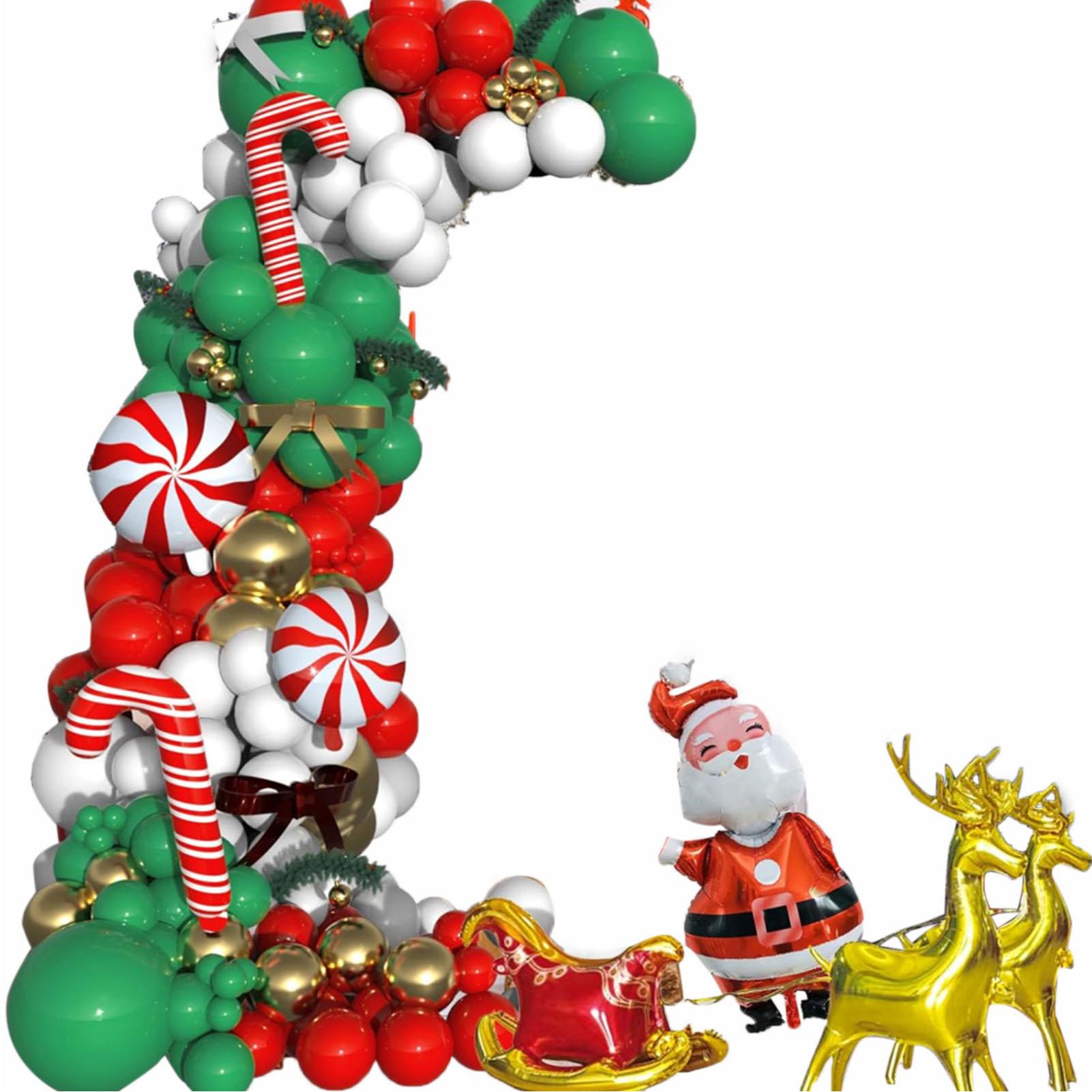 

Рождественская арка из воздушных шаров, золотой, зеленый, красный, белый, рождественские украшения, новогодние украшения