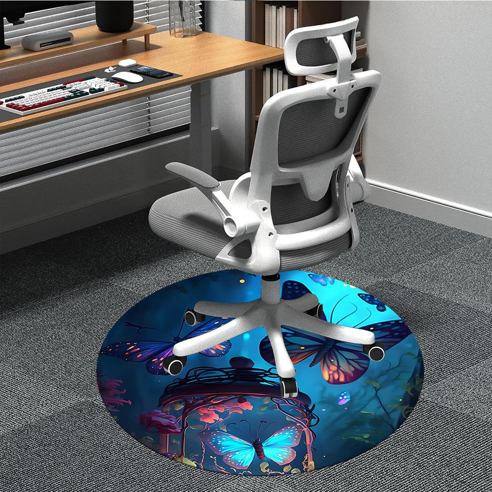 

1PC Butterfly Garden Office Round Area Rug, Indoor Mat Suitable ForOffice, Under Office Chairs Bedroom Living Room Home Decor, Room Deco, D082 80cm by 80cm