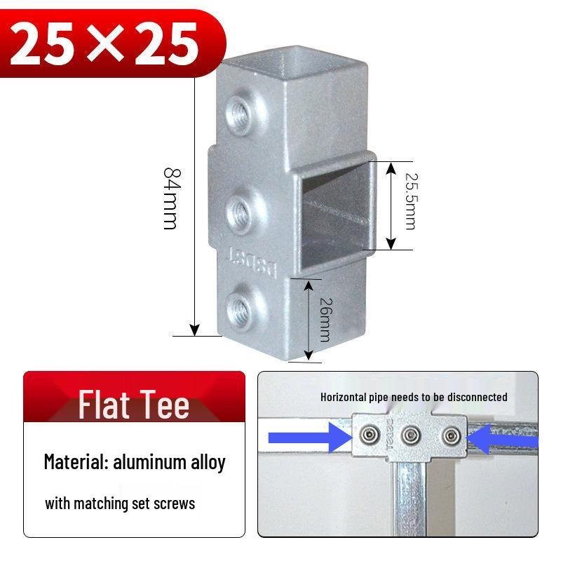 Galvanized Aluminum Alloy Square Tube Connector Fastener Joint, 20/25/30mm