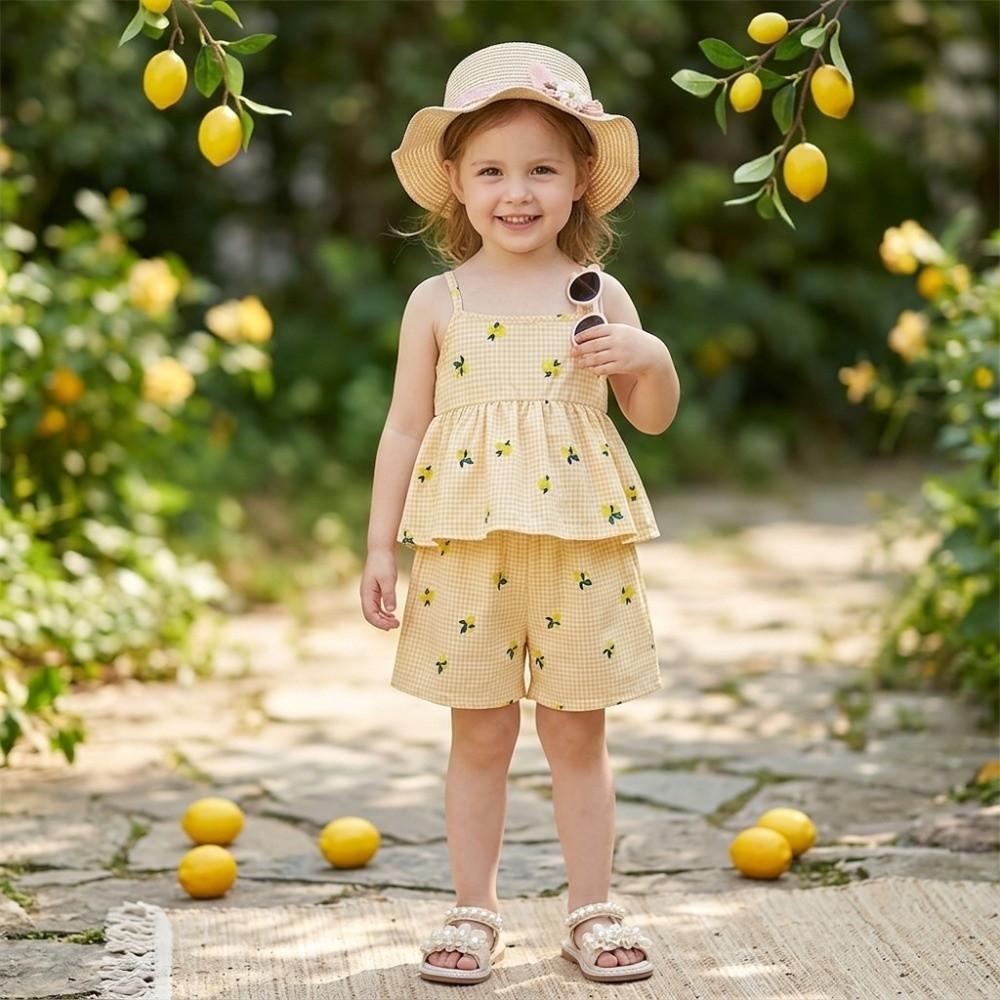 Sleeveless Camisole Shorts Set Spaghetti Straps Summer Clothes Kids Matching Set Home Wear