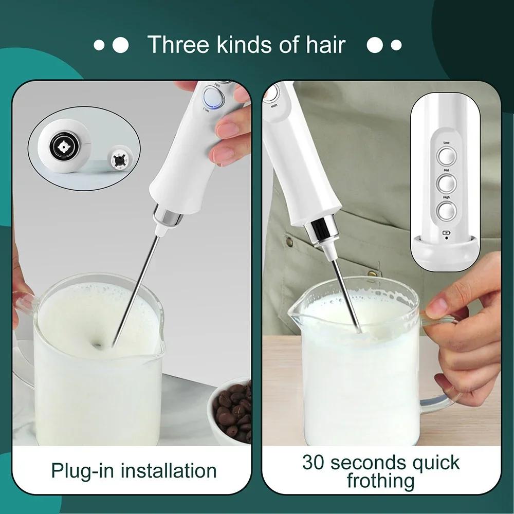 USB Electric Milk Frother Handheld Blender Whisk Mixer Wireless Egg Beater Foamer Kitchen Tools for Coffee Cooking Baking Mixing