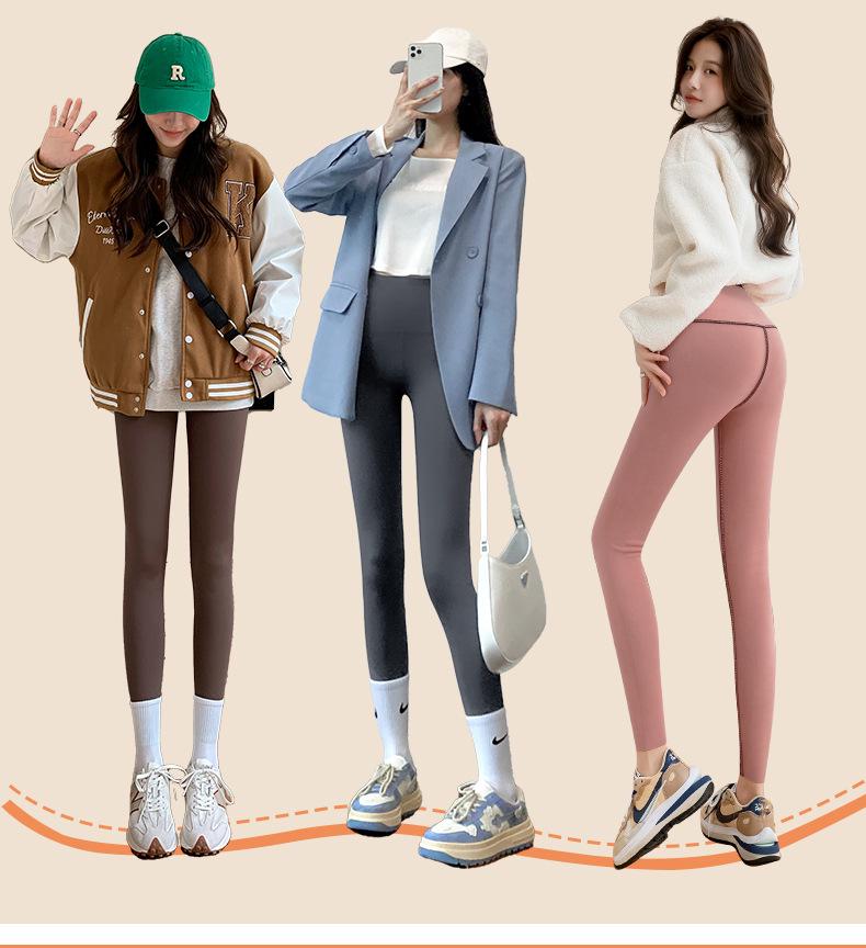 No Embarrassment Women's Fleece-Lined Slimming Yoga Pants - Plus Size, Autumn/Winter Thickened Leggings