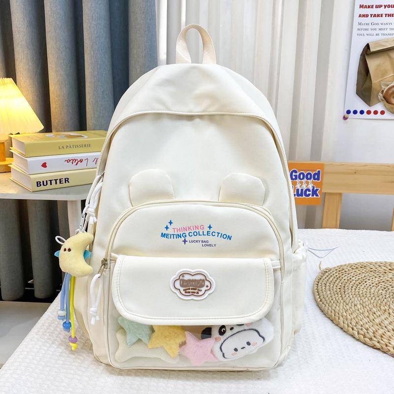 High-value ins wind school bag, junior high school girls, Japanese transparent pain bag, large-capacity backpack, student backpack.