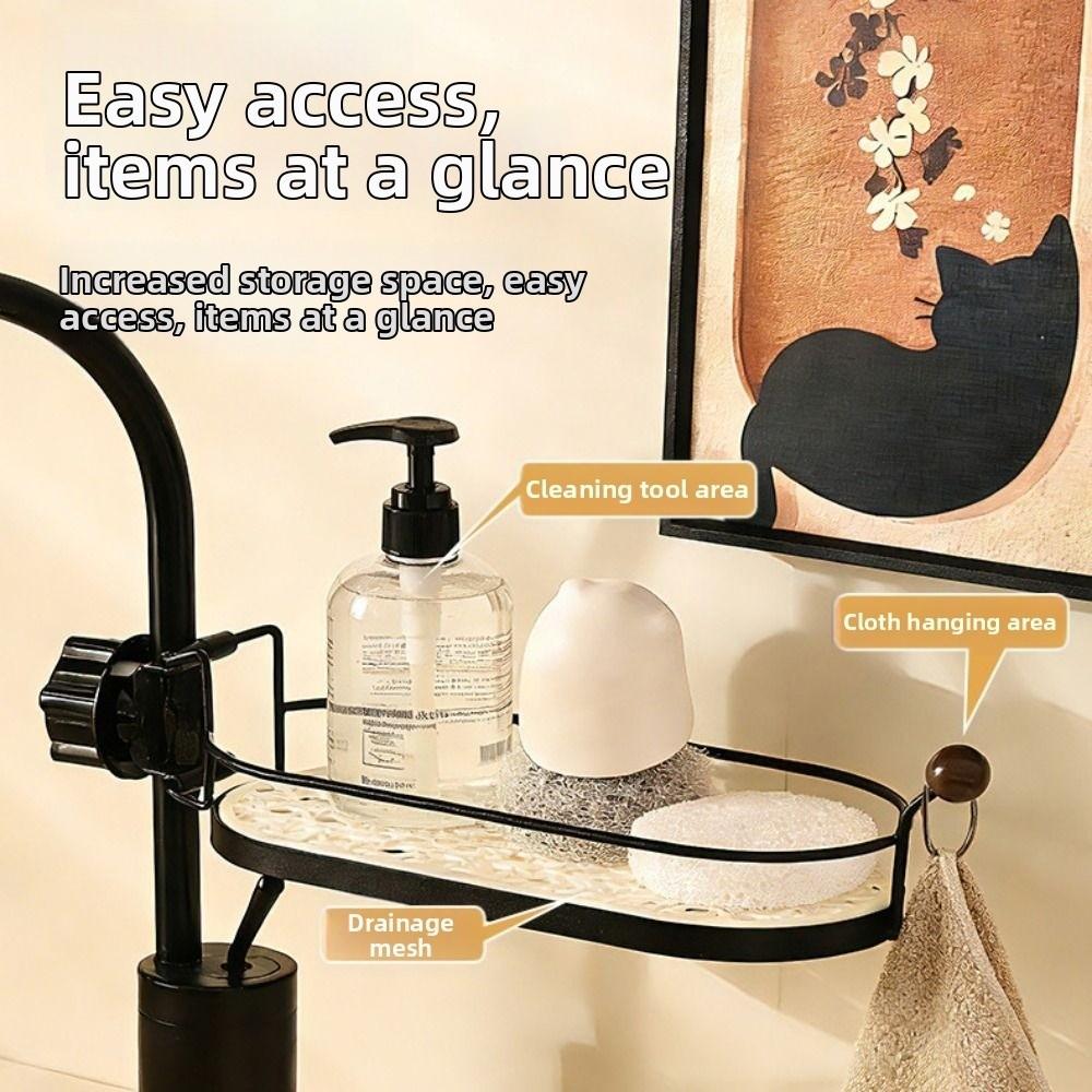 Rust-Proof Faucet Sponge Soap Rack Removable Dishcloth Drain Basket Faucet Storage Basket  Bathroom