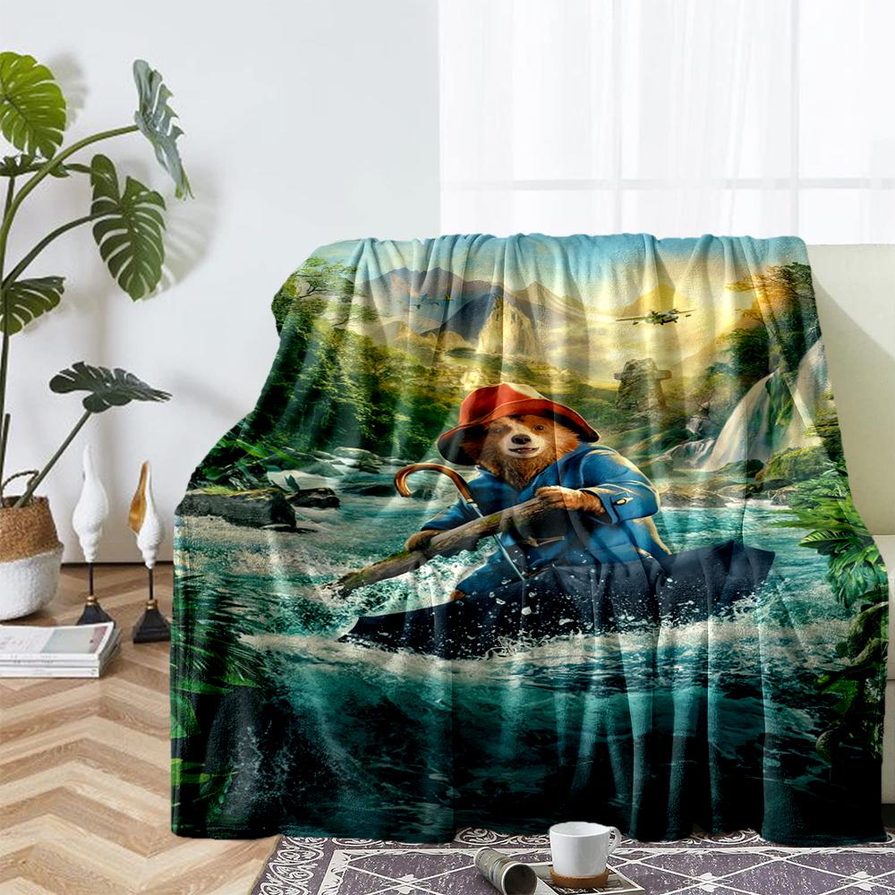 Paddington Bear Theme Printed Blanket - Perfect for Couch, Bed, Travel & Outdoor Use | Machine Washable, Cozy & Durable.