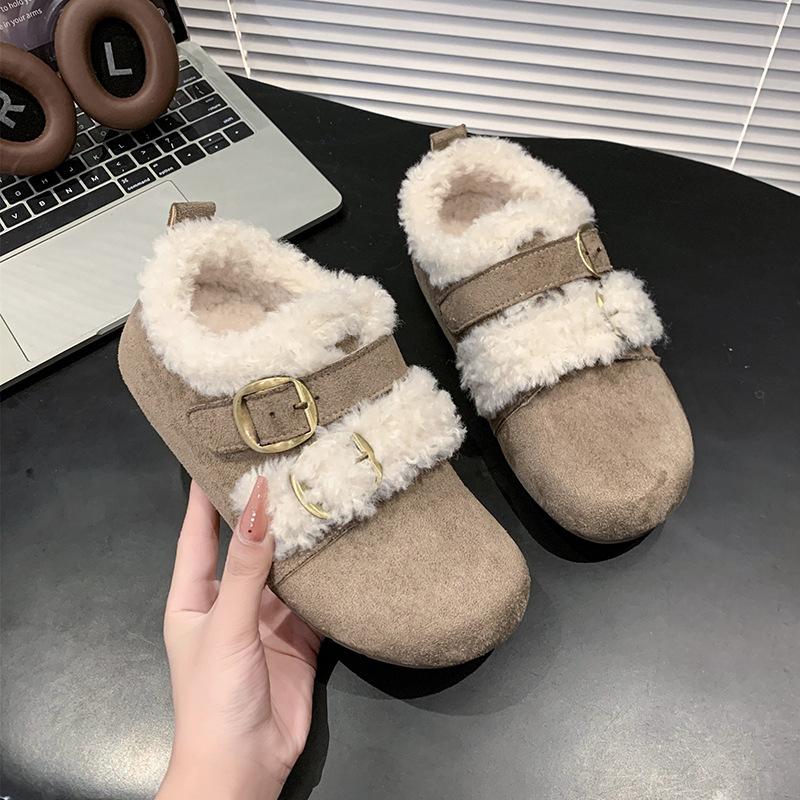 

Женские зимние теплые меховые сноубутсы большого размера на мягкой подошве, утепленные подкладкой ботильоны до щиколотки, нескользящие, для хайкинга, повседневные спортивные лоферы, хлопковая обувь 40