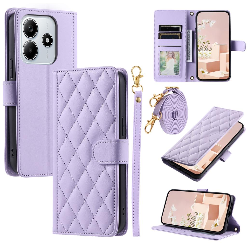 For Xiaomi Redmi Note 14 5G Wallet Case Rhombus Grid PU Leather Phone Cover