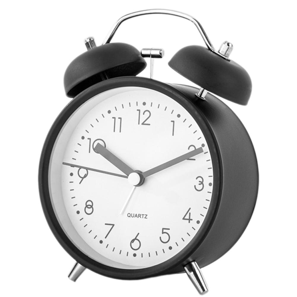 Mini 3.8 Inch Extra-Loud Alarm Clock For Deep Sleeper Soft Night Light Wake Up Twin-Bell Table Clock For Perfect Students