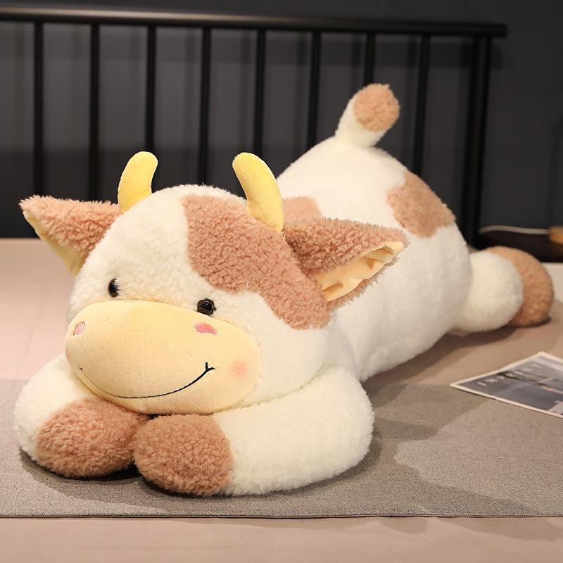 Adorable Lying Cow Plush Pillow - Large Comforting Doll for Girls' Bedtime