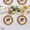 100 Pcs Gold Plastic Antique Charger Plates, 13inch Embossed Rim Reusable for Christmas Halloween Wedding Party Table Decoration