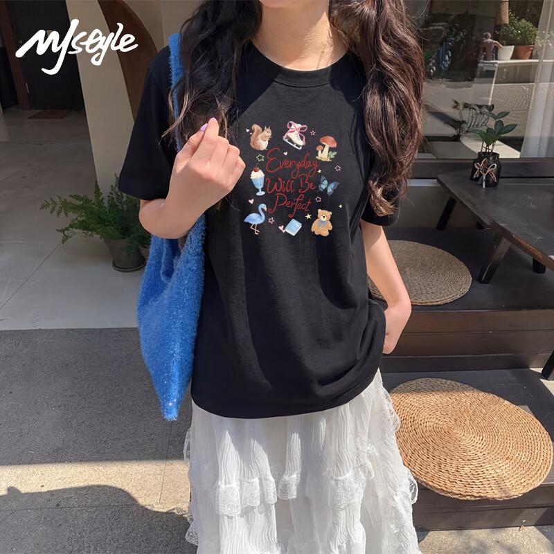MJ STYLE Women's Cotton Loose Fit Graphic T-Shirt