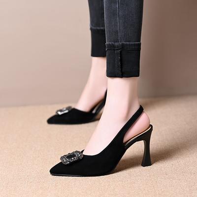 Pointed High Heeled Sandals for Women's Back Air Half Toe Single Shoes Women Shoes Elegant Sandals Women Pumps