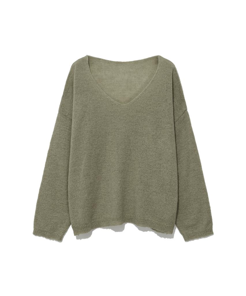 MOAA Sheer Loose V-Neck Knit (Ivory)