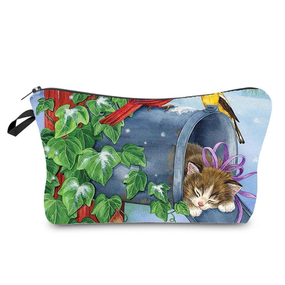 Women Cat Print Cosmetic Bag Toiletries Organize Travel Storage Case  6429