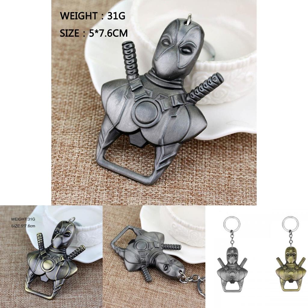 Silver Marvel Bronze Comics Deadpool Logo Metal Bottle Opener Keyring Keychain