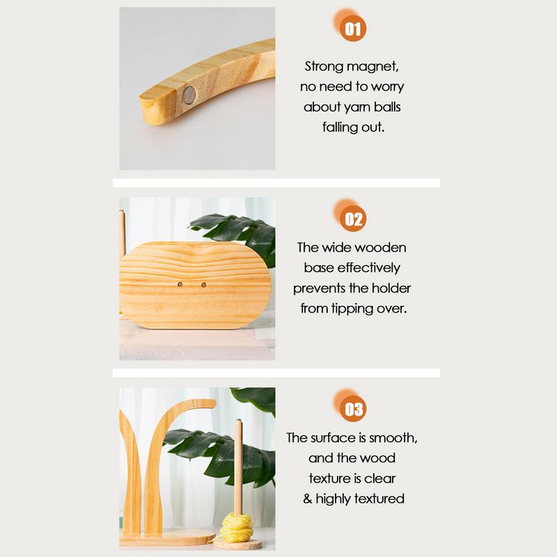 Yarn Holder Spinner Magnetic Yarn Dispenser Pendulum Rotating Yarn Spinner Wooden Double Yarn Spindle Sewing Tool Knitting