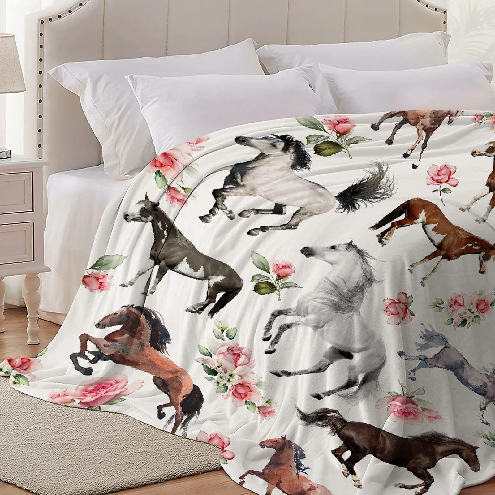 

Rose Mallow Flowers Printed Blanket for Sofa Bed Travel Camping Living Room Office Conditioning Blanket for All Seasons Gifts 75x90cm