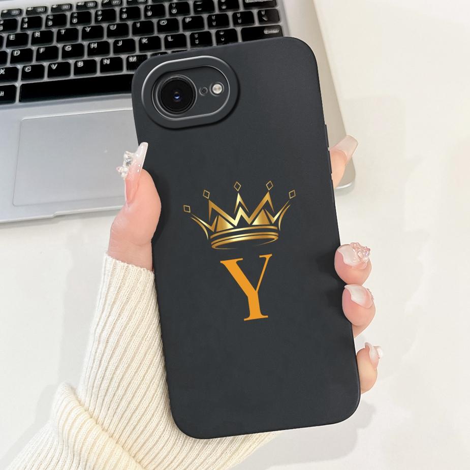 For Apple iPhone 16E 5G Case 2025 New A-Z Crown Letters Cover Soft TPU Len Protective Phone Case For iPhone SE 4 iPhone16e Shell