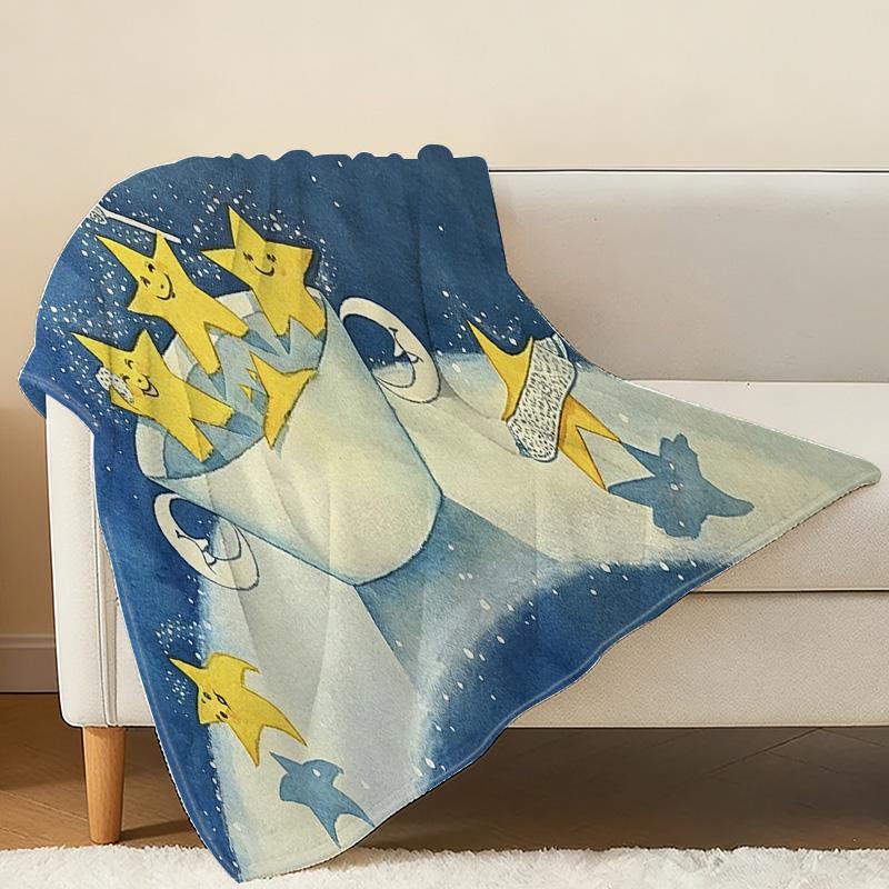 Star Anime Flannel Fleece Throw Machine Washable Soft Cozy Blanket, Warm Skin-Friendly Throw for Home, Sleep, Relax, Christmas & Halloween