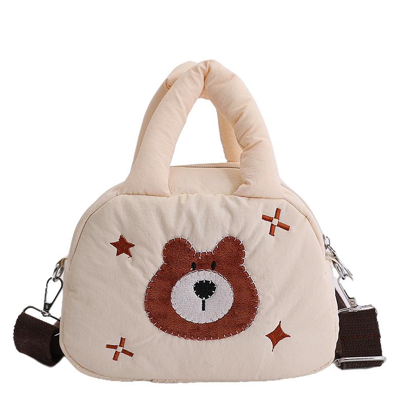 

Cute embroidered bear messenger bag camera storage bag women s handheld photo bag Connie z50 protective case DJI shot белый