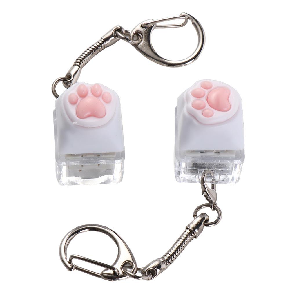 LED Pink Cat Claw Keycap Key Chain Office Leisure Entertainment