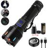 100000LM Ultra Bright LED Flashlight Rechargeable with Flame Ignition&Window Breaker Tactic Torch for Outdoor Camping Adventure