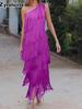 Fashion Fringe Asymmetric One-Shoulder Dress Spring Summer New Arrival