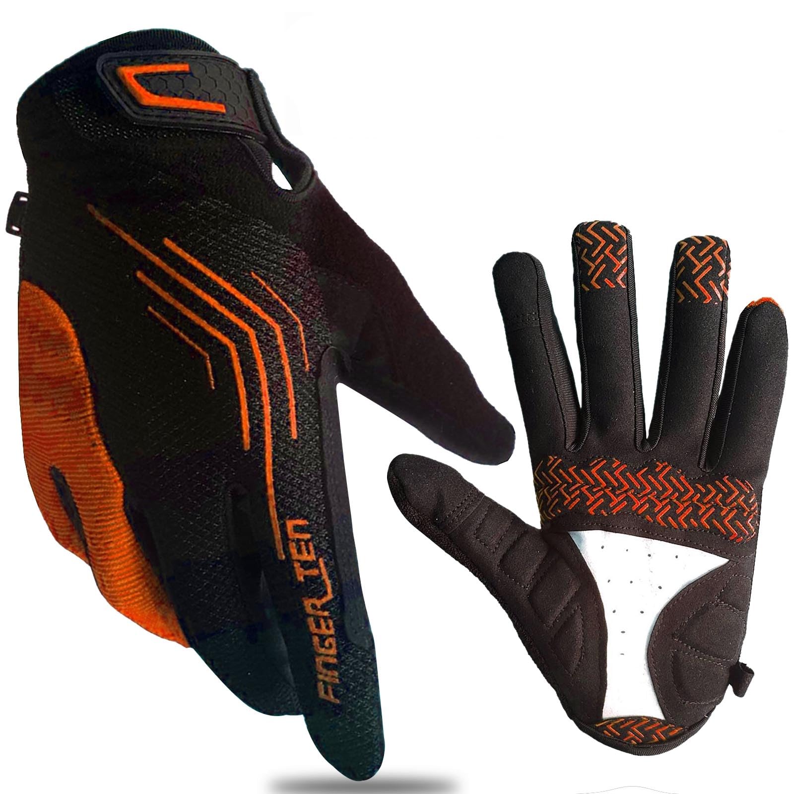 

Full Finger Cycling Gloves for Cycling and Road 3D Impact Abrasion UV Smartphone Gloves Men s Bikes, Padded, Absorption, Resistant, Stretchable, оранжевый