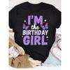 Women'S IM The Birthday Graphic T-Shirt, Sparkling Sequin Letters with Butterfly Print, Glittery Casual Party Top