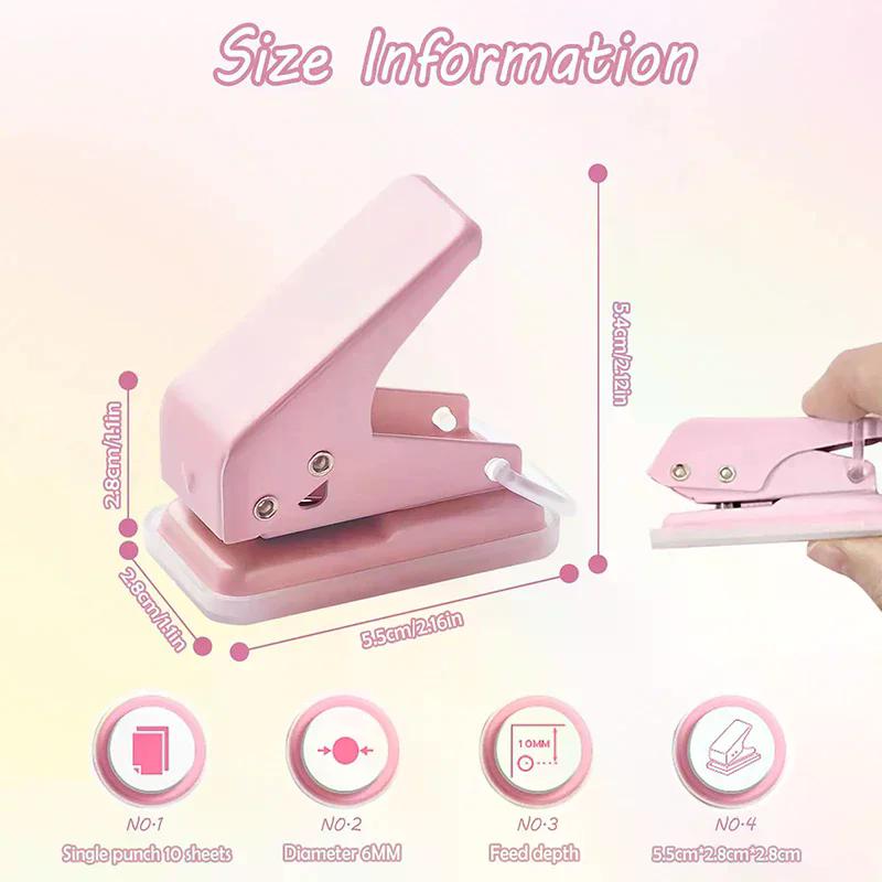Kawaii Cute Paper Punch Portable Round Hole Puncher Paper Cutter Office School Supplies Stationery Items