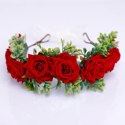 Wedding Bridal Flower Artificial Flower Crown Floral Headpiece Festival Wedding Hair Wreath Floral Crown Rose Headpiece Girl Halo Maternity Photo Prop