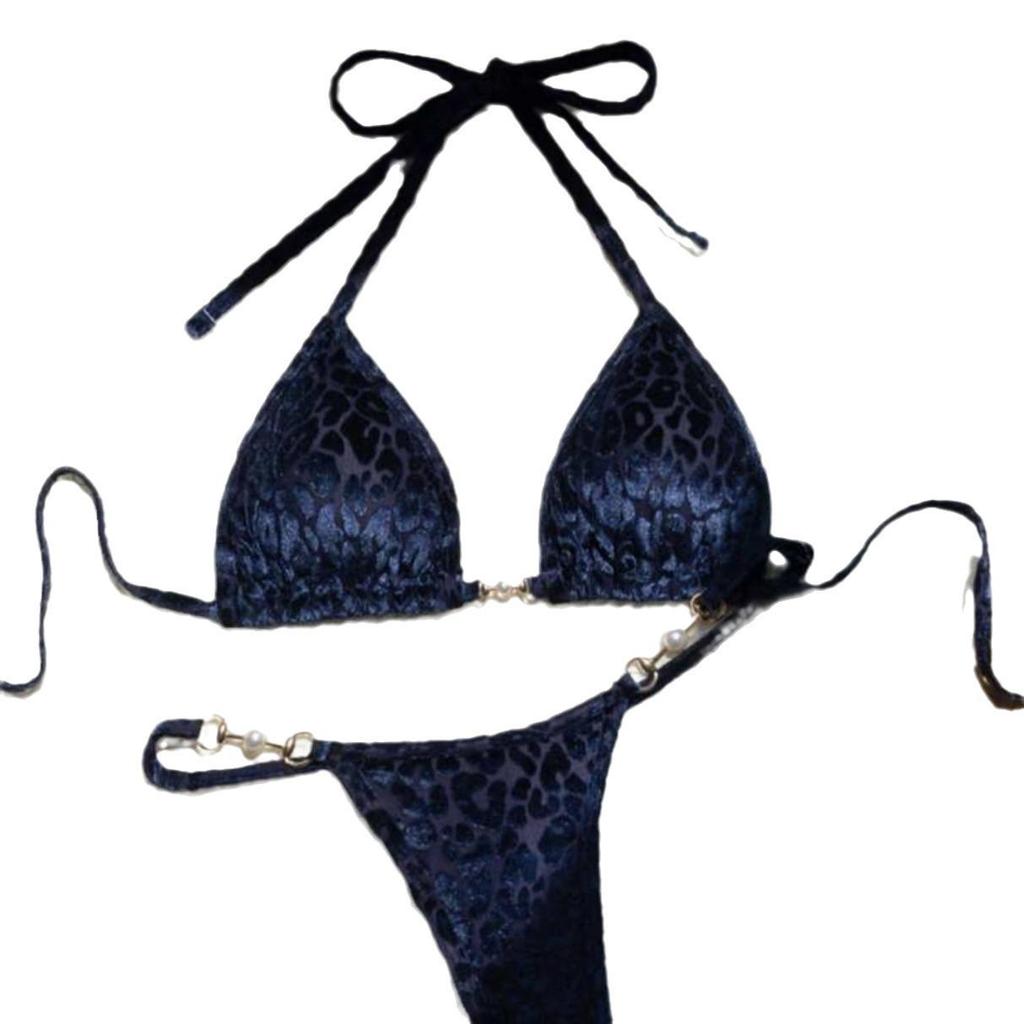 2025 Pearl Leopard Print Sexy Thong Swimsuit