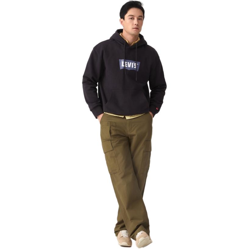 Levis Casual Loose Soft Comfortable Hooded Long Sleeve Sweatshirt Men sweatshirt Black 0018O-0003