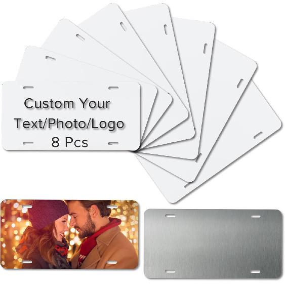 4 Pcs Sublimation License Plate Blanks, Aluminum Metal Car License Plate Label, DIY Picture Thermal Transfer Blank Sublimation for Ized Design Work
