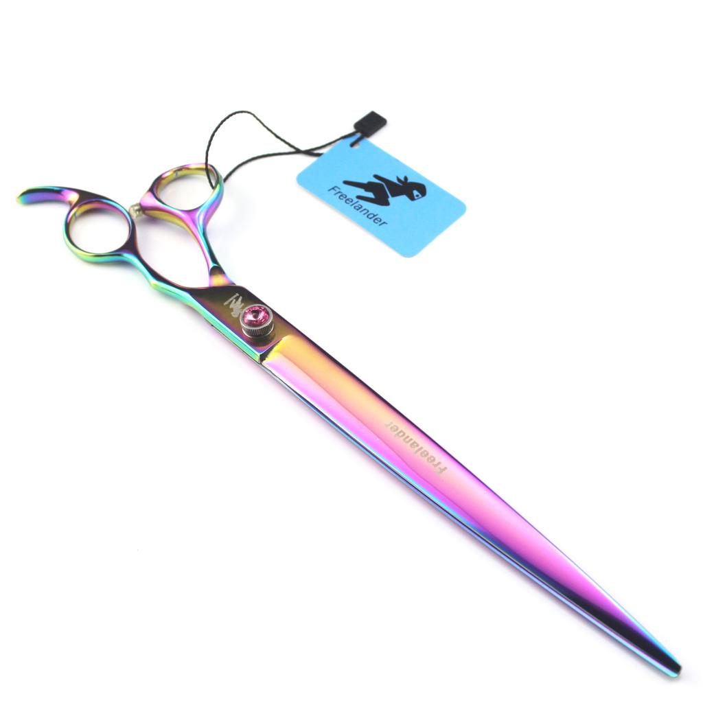 440C 10-Inch Pet Scissors, Color, Hand Shape, Straight Scissors, Pet Grooming Scissors, Foreign Trade Goods, Free Leather Bags.