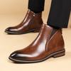 Autumn Winter Retro Chelsea Boots for Men Solid Color Fashion Casual Leather Boots Man Big Size Zipper New Designer Shoes Man